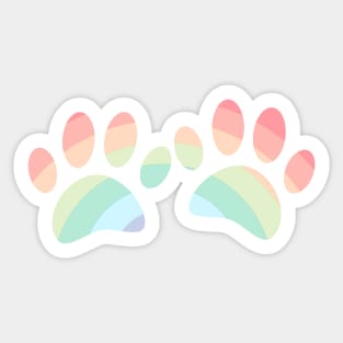 Pastel Color Rainbow Dog Paw Prints Sticker